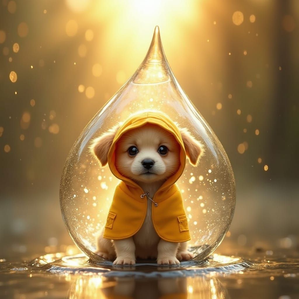 Surreal Whimsical Puppy Overflows with Radiant Sunlight