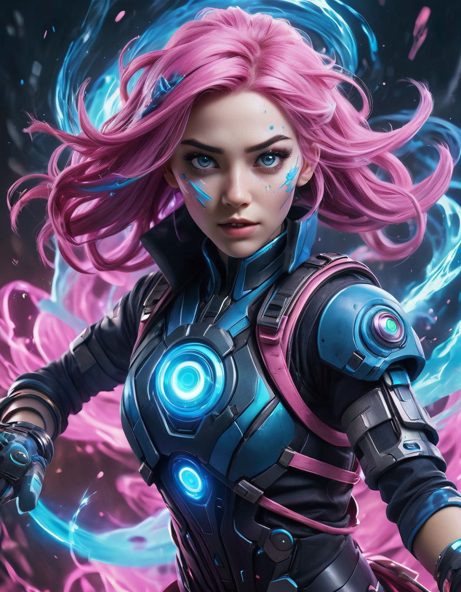 Jinx from Arcane in Motion, Vivid Portrait