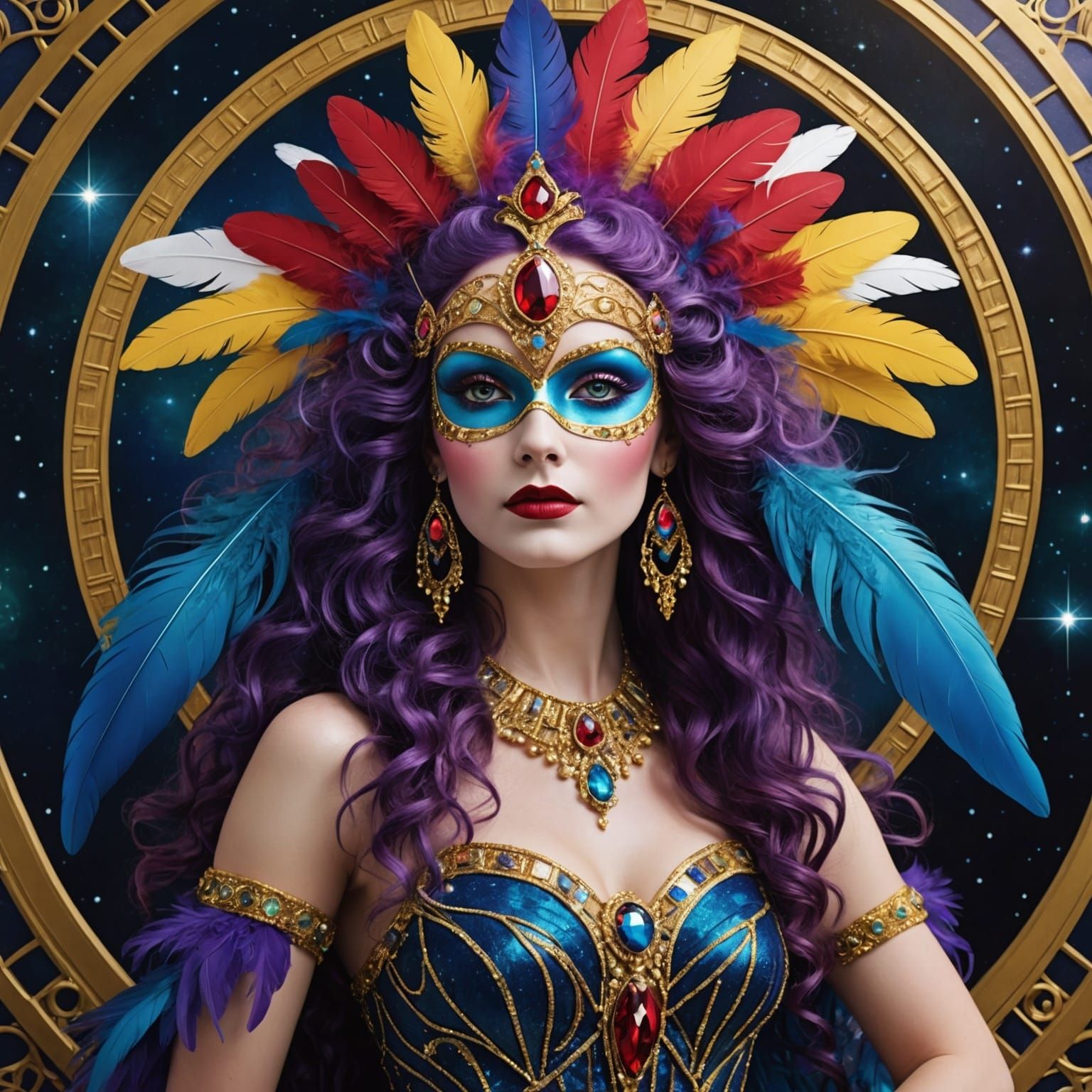 Celestial Goddess in Art Deco Style