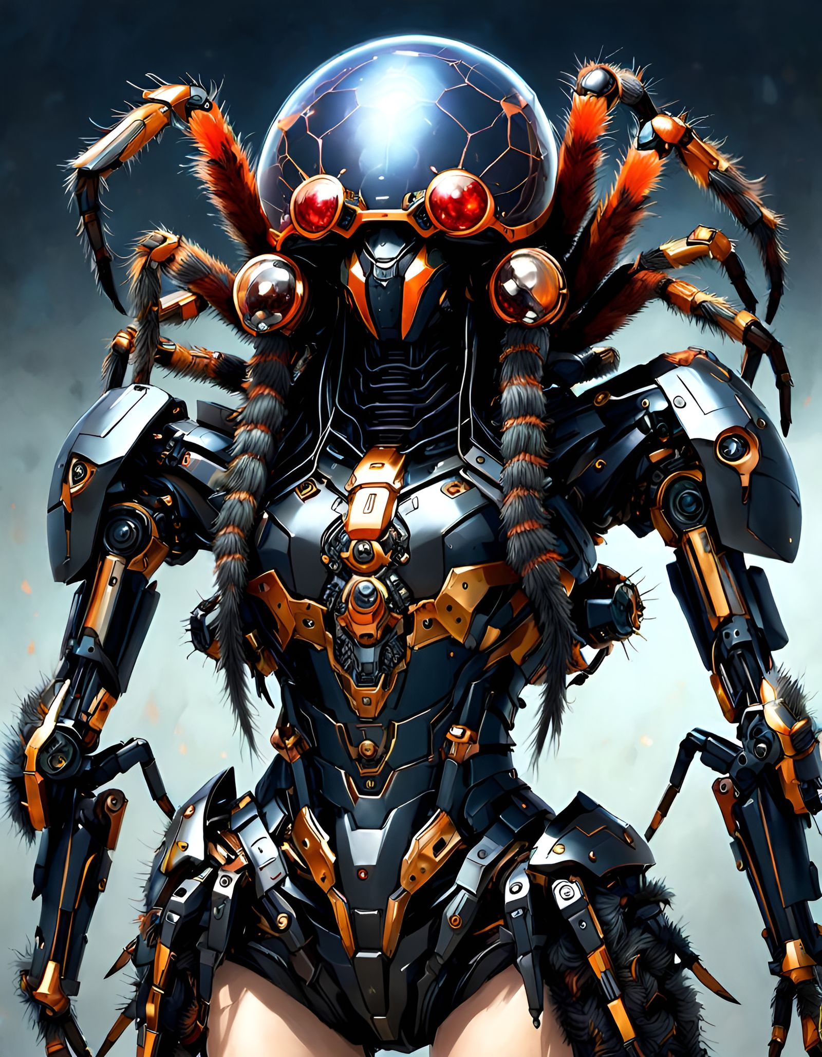 Surreal Battle Mechanoid Portrait in Digital Art Style