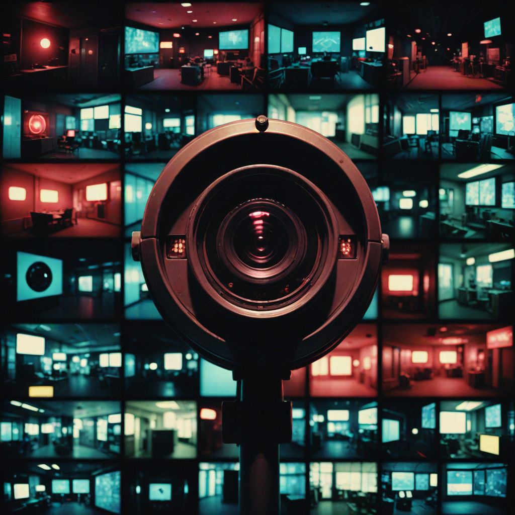 Cyberpunk Masterpiece: Ruby-Tinted Surveillance in a Cinemat...