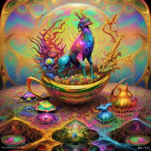 Psychedelic Cornucopia in a Surreal 3D Rendering