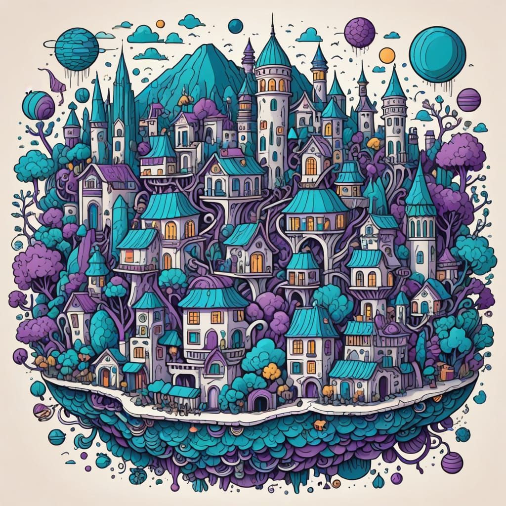 Surreal Doodle Utopia Blends Nature and Technology in Playfu...