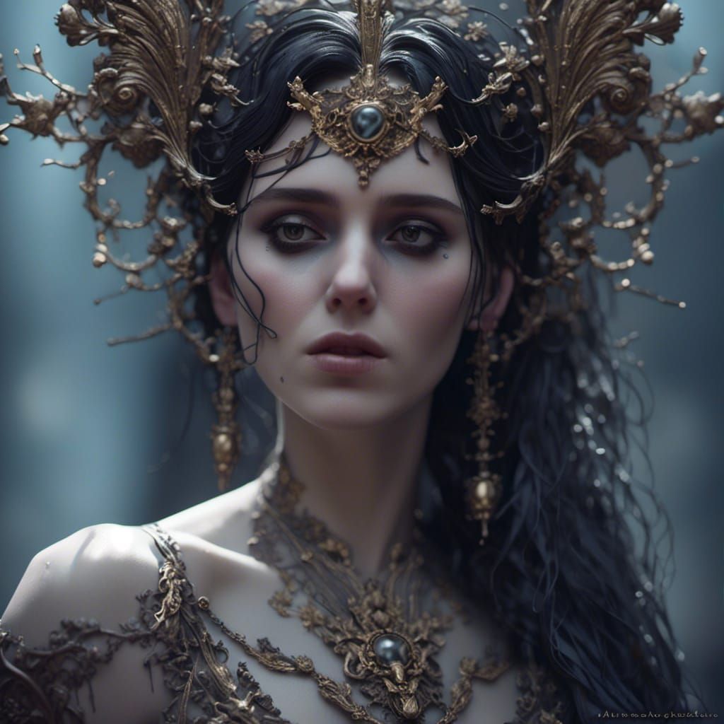 Mysterious Dark Woman in Dark Fantasy Style