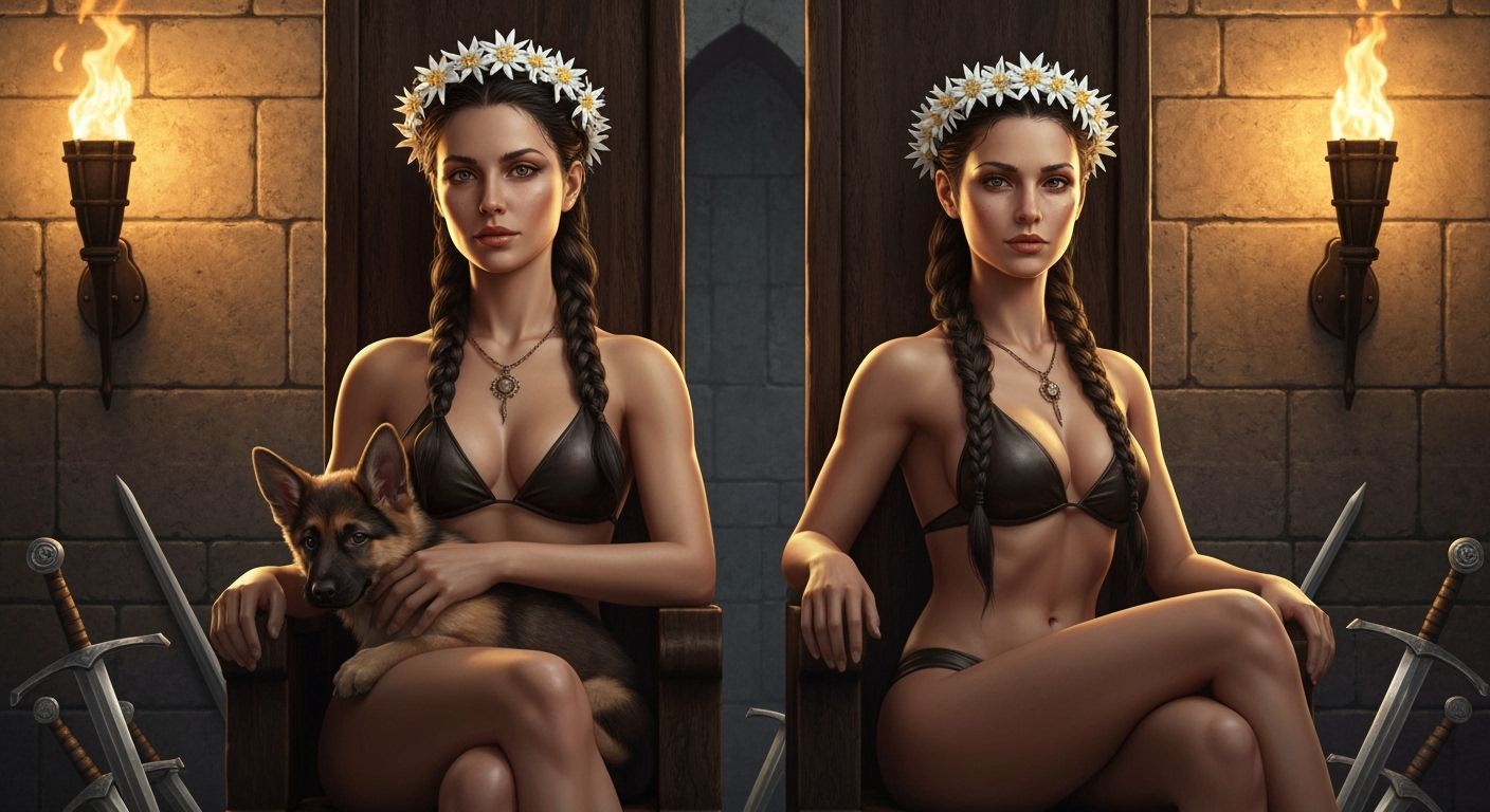 Medieval Warrior Queens with Edelweiss Crowns