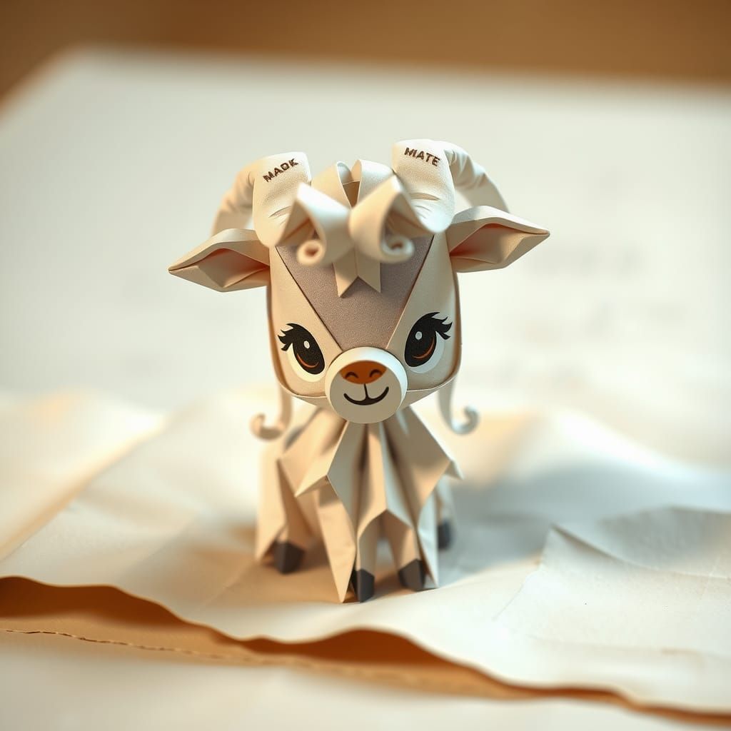 Adorable Chibi Goat Crafted from Origami Paper