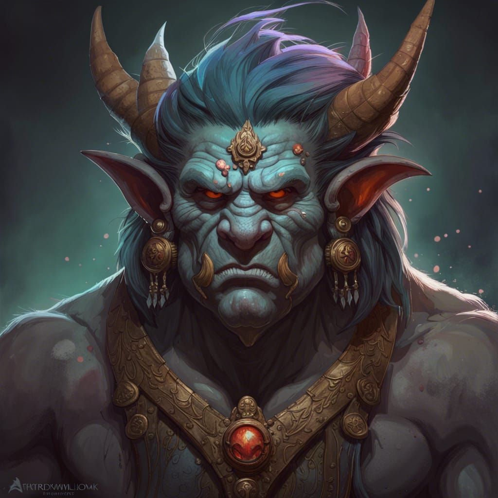 Evil Troll Portrait in Western Art Style