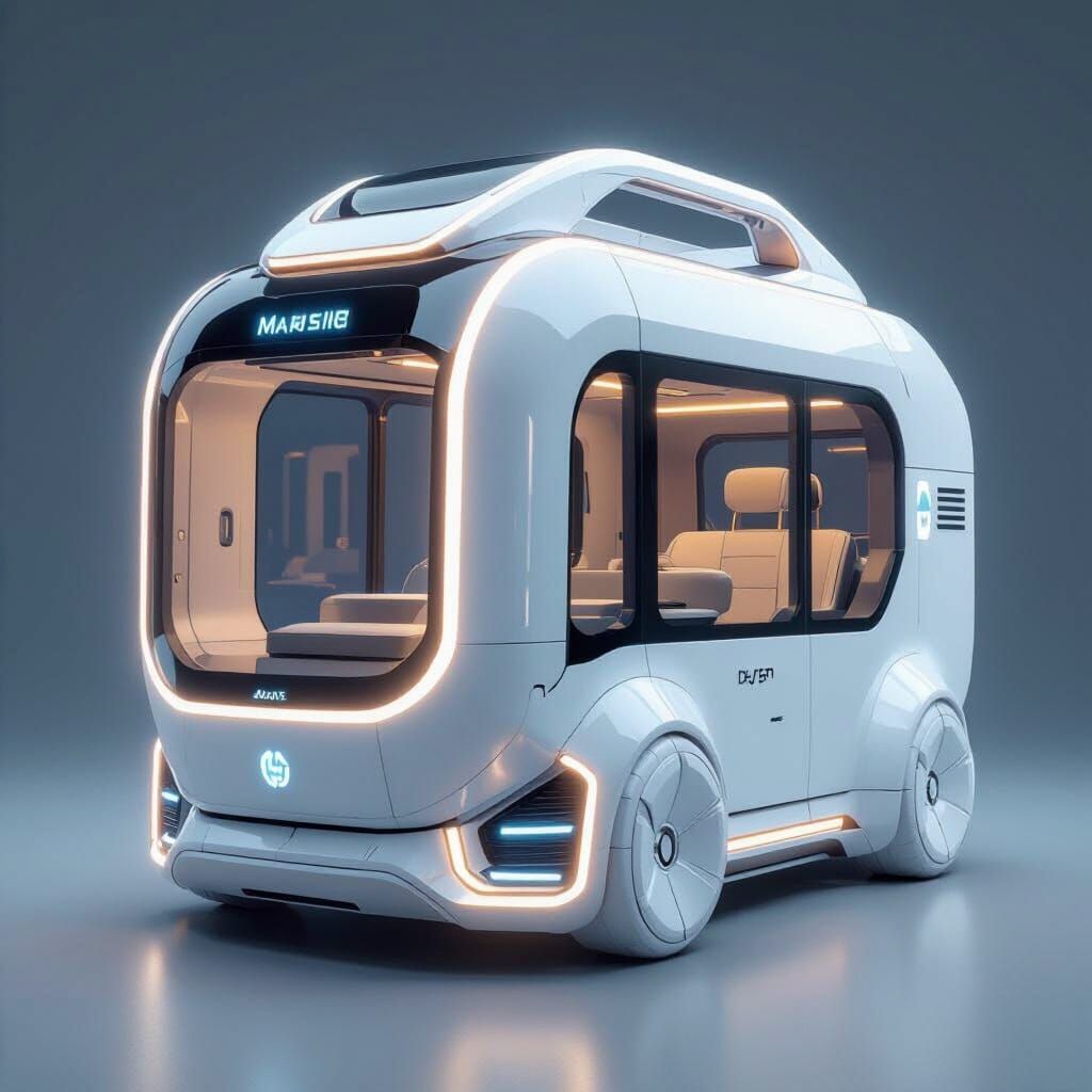 Electric Family Car with Unique Light Signature in 3D