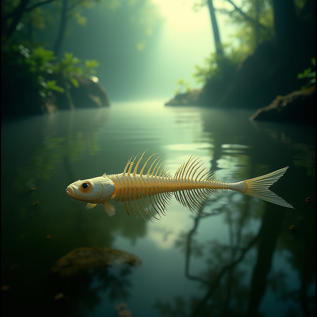Enchanted Lake: Fish Bones in Mystical Waters
