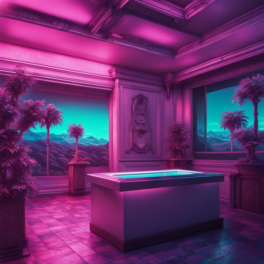 Hyperrealistic Vaporwave Scene in High Definition