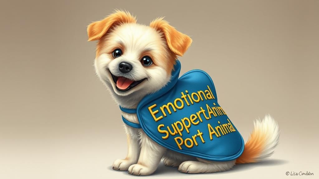 A happy smiling dog, sitting and proudly wear an "Emotional ...