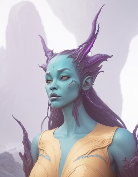 Detailed Alien Woman in a Fantasy Concept Art