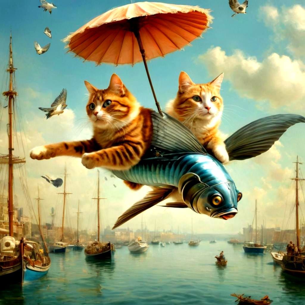 Flying Fish ferrying Furry Feral Felines