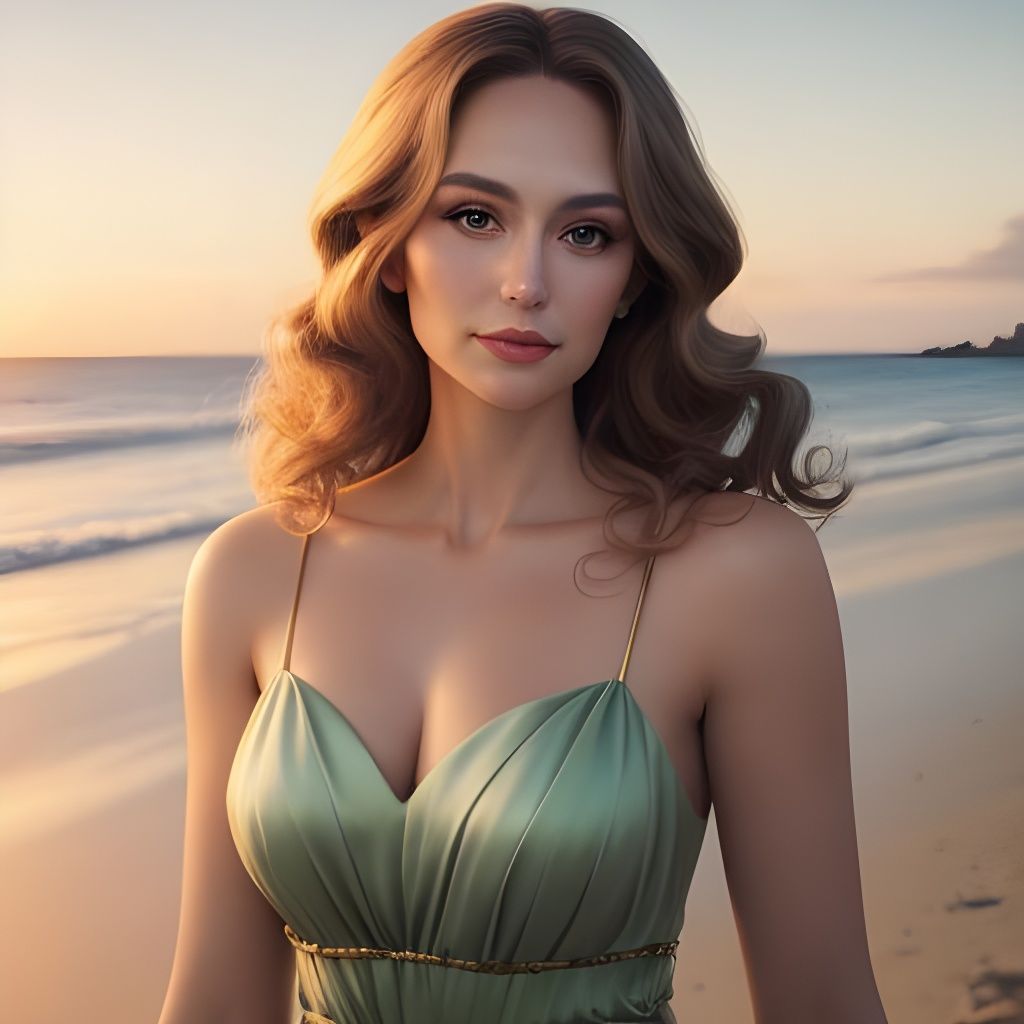 Sunset Beach Portrait of a Beautiful Woman