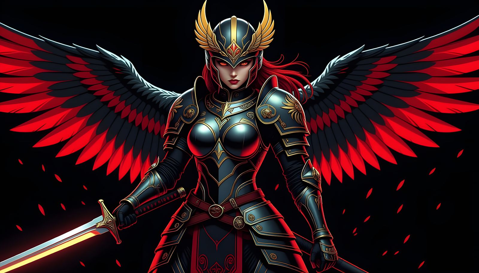 Hyperrealistic Red Fighter Girl in Attack Pose