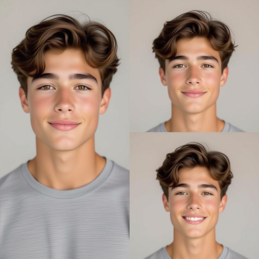 Handsome Teen Boy with Wavy Dark Hair Digital Painting