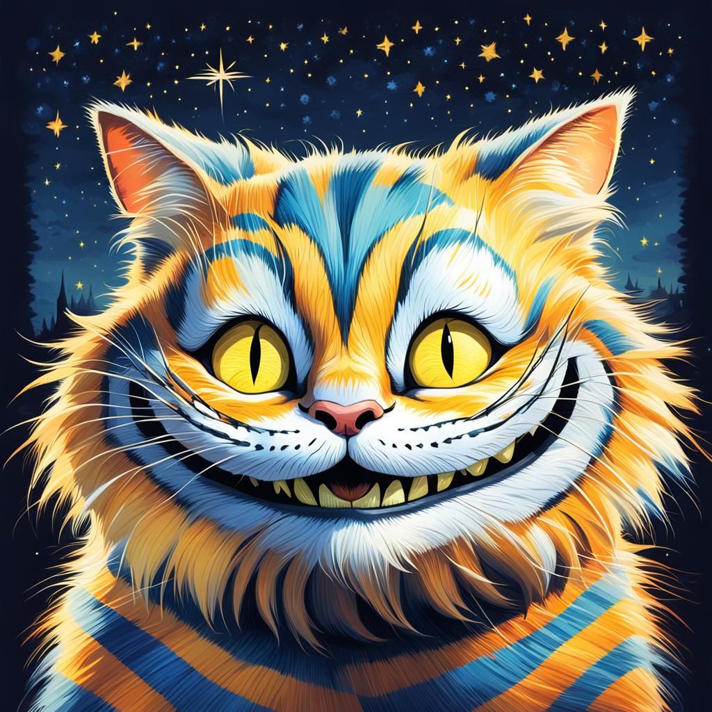 Cheshire Cat Whimsical Illustration in Wonderland