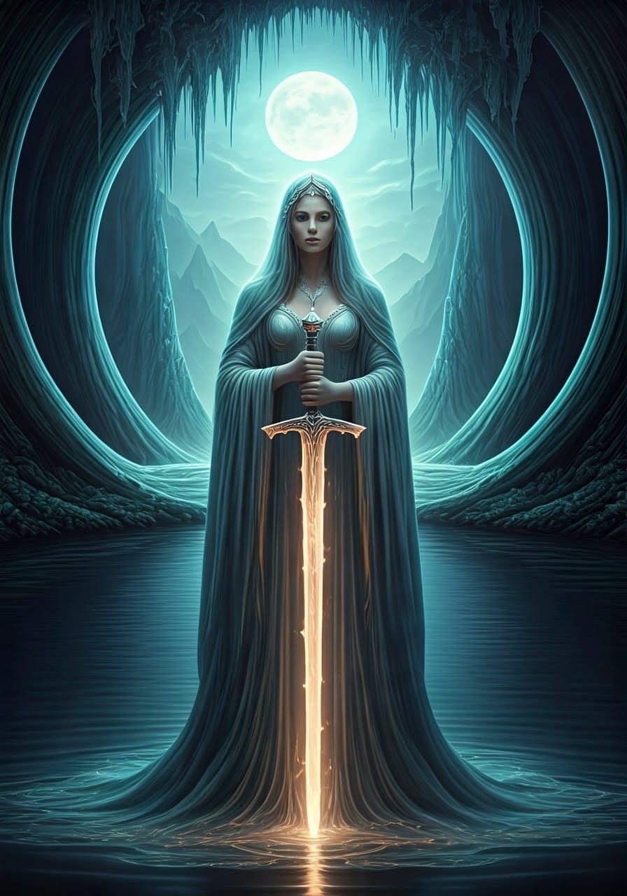 Mystical Lady of the Lake Pierces Through Crystal Waters