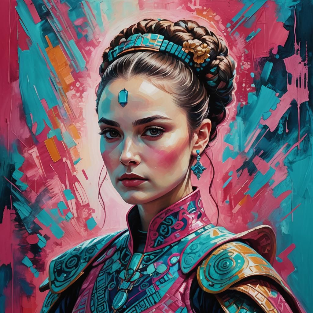 Padme Amidala Portrait in Vibrant Expressionism
