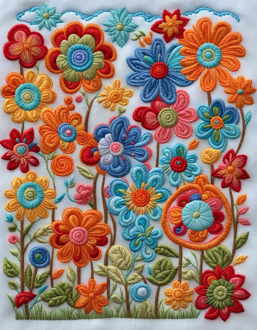 Vibrant Imperial Embroidery on Fabric