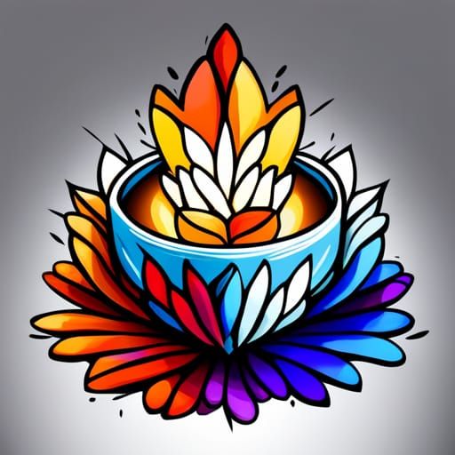 Stained Glass Coffee Cup Logo with Dramatic Lighting