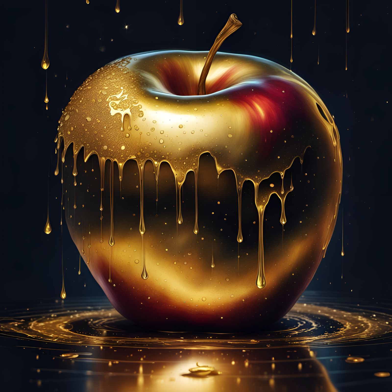 Golden Apple Dripping Gold in Astral Style