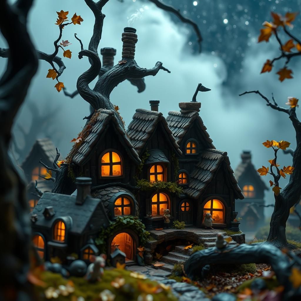 Mystical Plush Village in Fantasy Forest