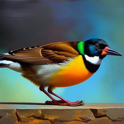 Vibrant Bird Oil Painting in Wildlife Art Style