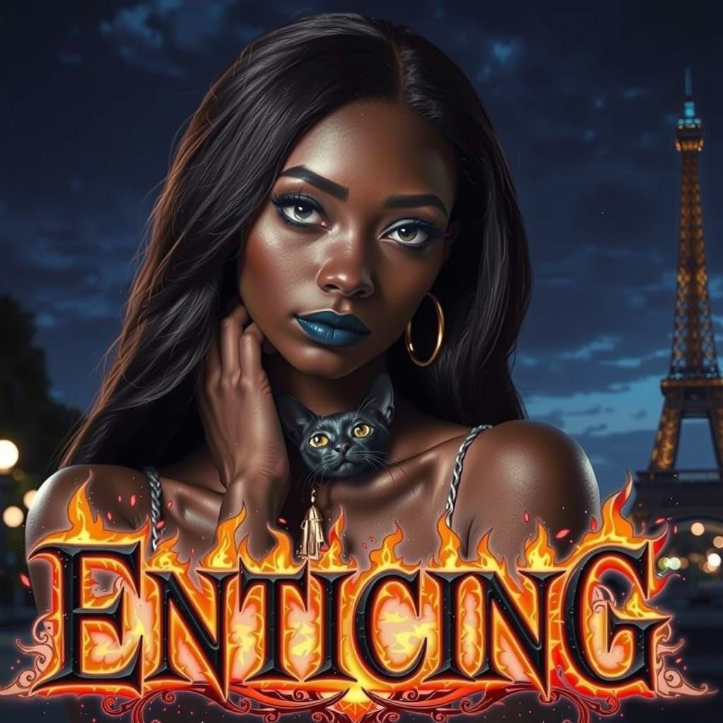 text "enticing" in 3D heavy extra bold, extra thick, ornate ...