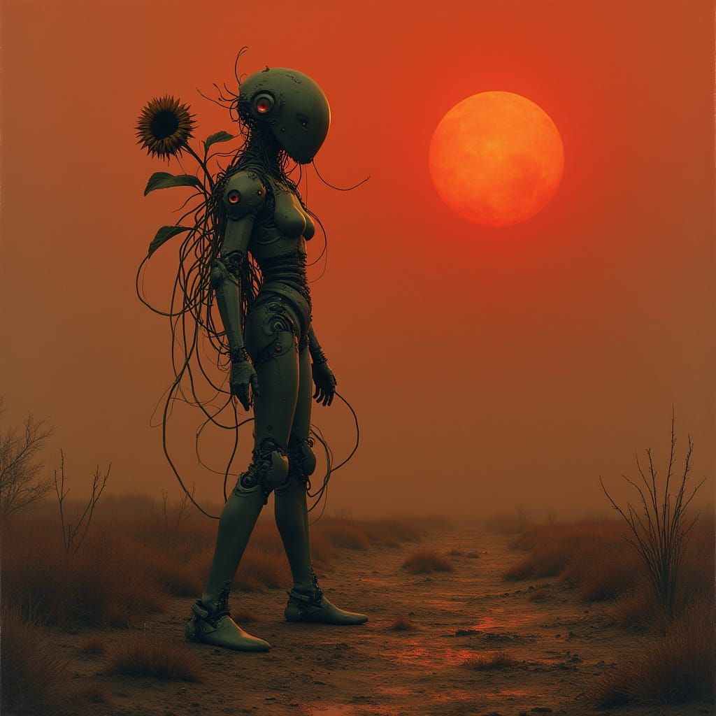 Cyborg in Wasteland: Surreal Biomechanical Art