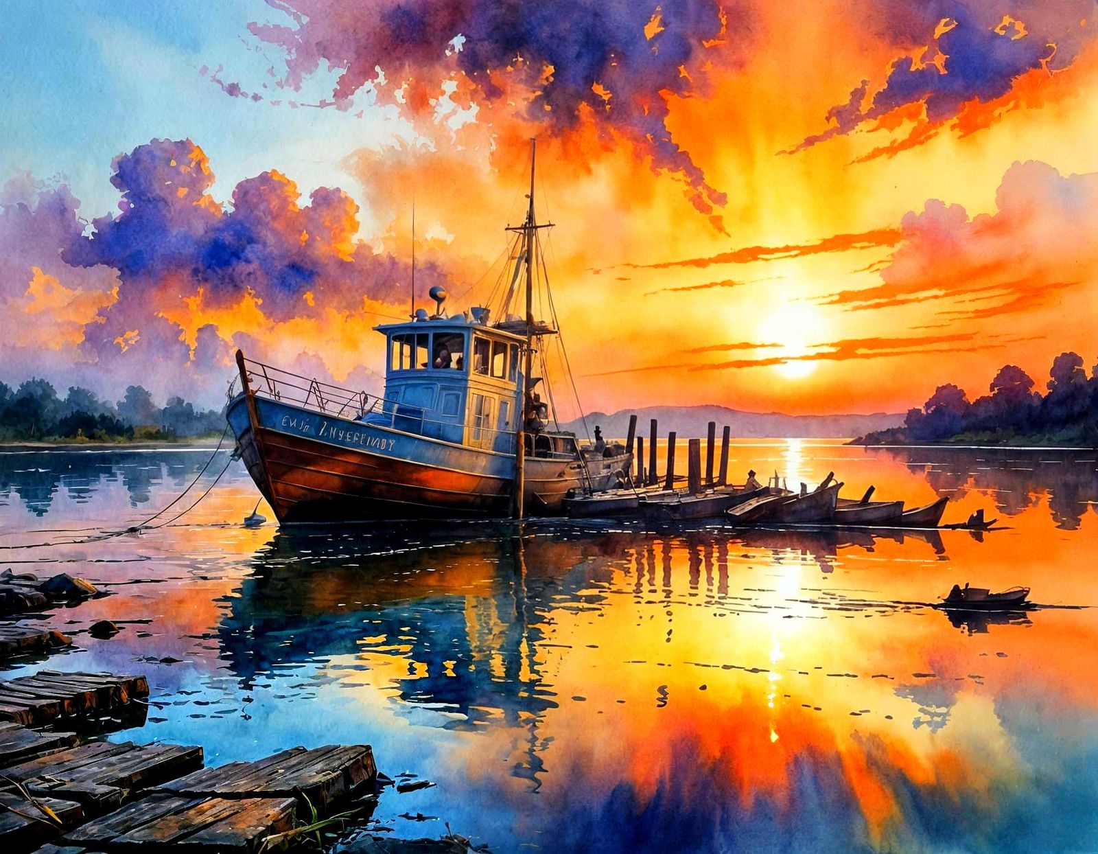Impressionist Seascape Watercolors with Expressive Brushstro...
