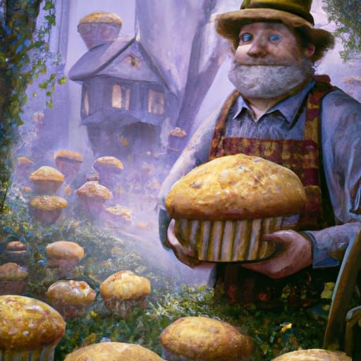 Detailed Muffin Man in Ethereal Fantasy Style