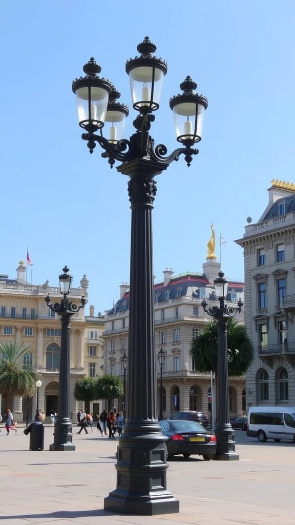 Street Lamp Posts shaped like  columns in Trafalgar Square