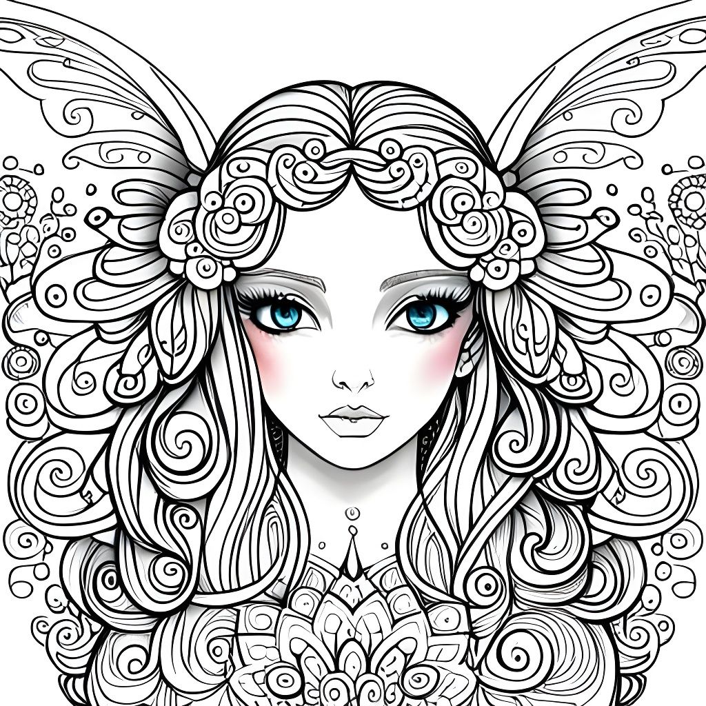Intricate Chibi Butterfly Coloring Page for Adults