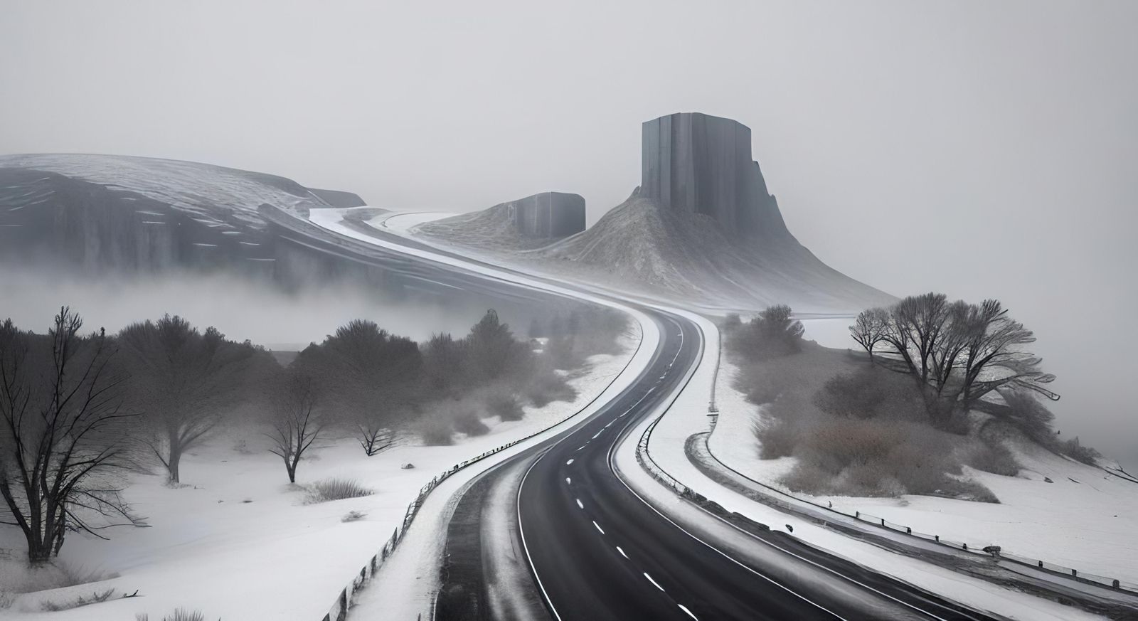Cold road over the mountains
