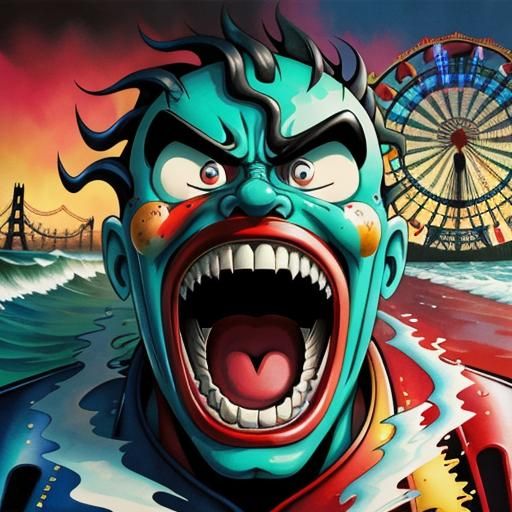 Cartoon Scared Face in Watercolour Style