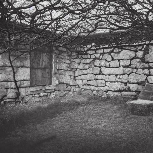 Weathered Stone Wall with Ivy in HDR Photography
