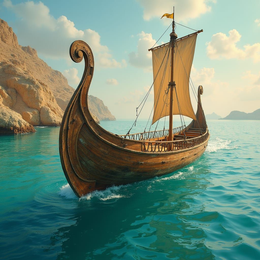 Ancient Greek Trireme Sails Majestically Through the Aegean