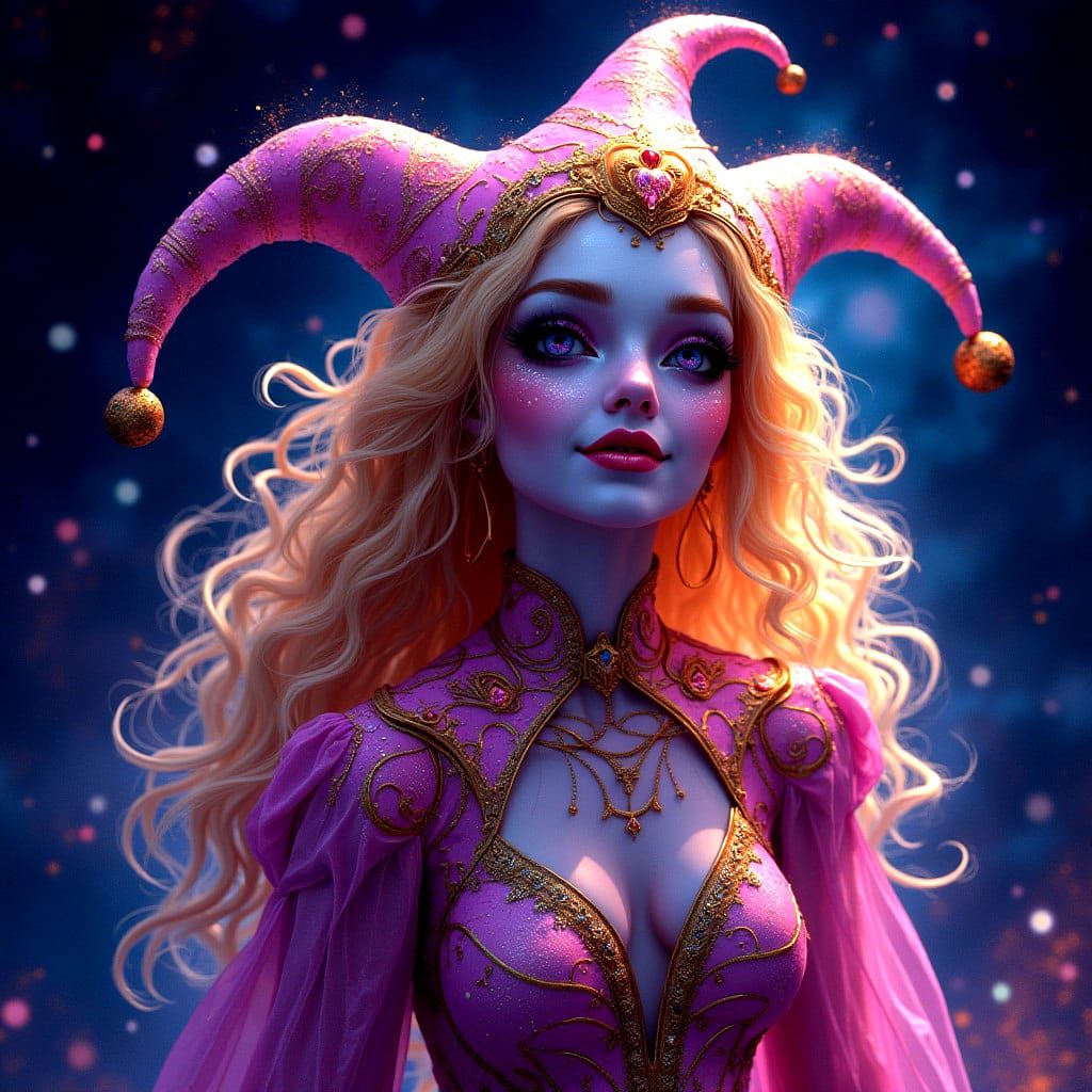 Psychedelic Nouveau Cosmic Jester Illustration