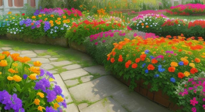 Vibrant Junglr Scene with Bright Flowers