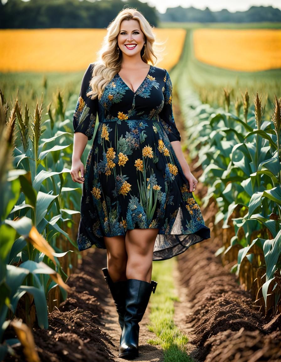 Alcohol Ink Portrait of Woman in Cornfield