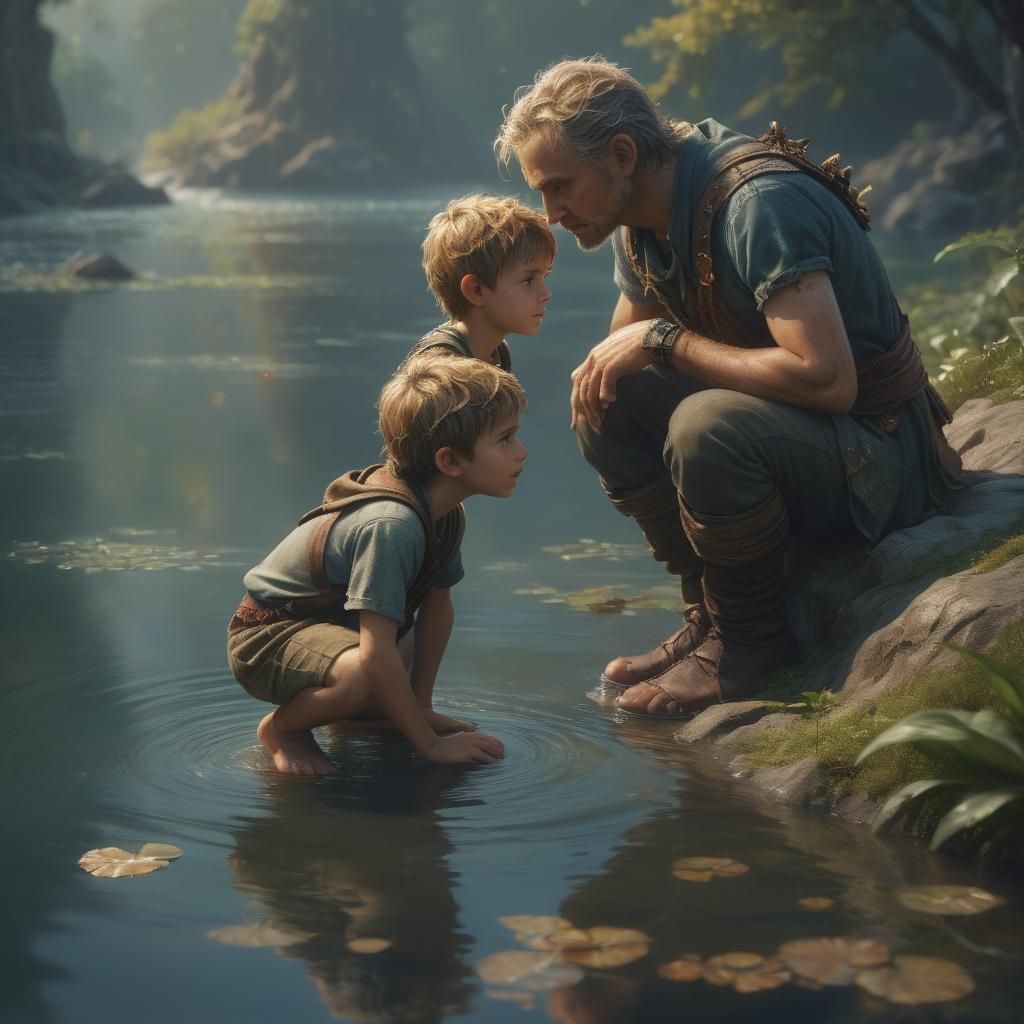 Fantasy Father and Son Discover Tiny Man
