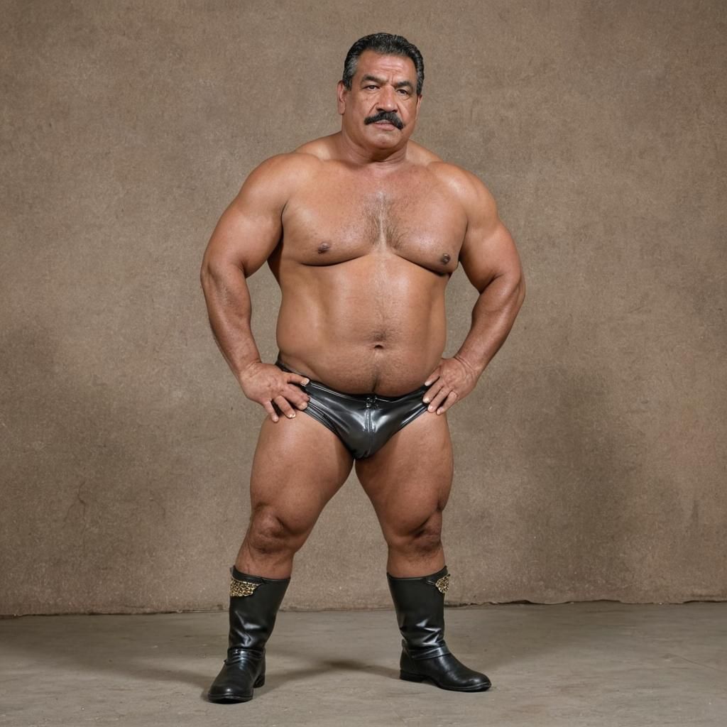 Beefy Honduran Wrestler Posing Defiant Photography