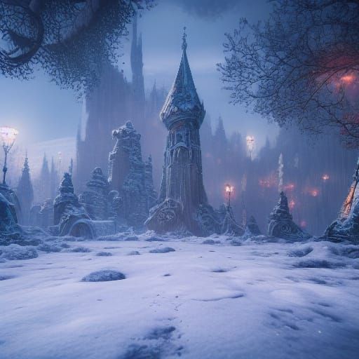 Paw Prints in Snow: Detailed Matte Painting