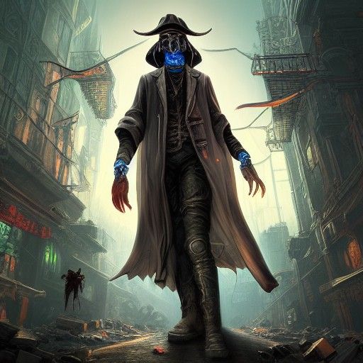 Cyberpunk Plague Doctor in Detailed Matte Painting
