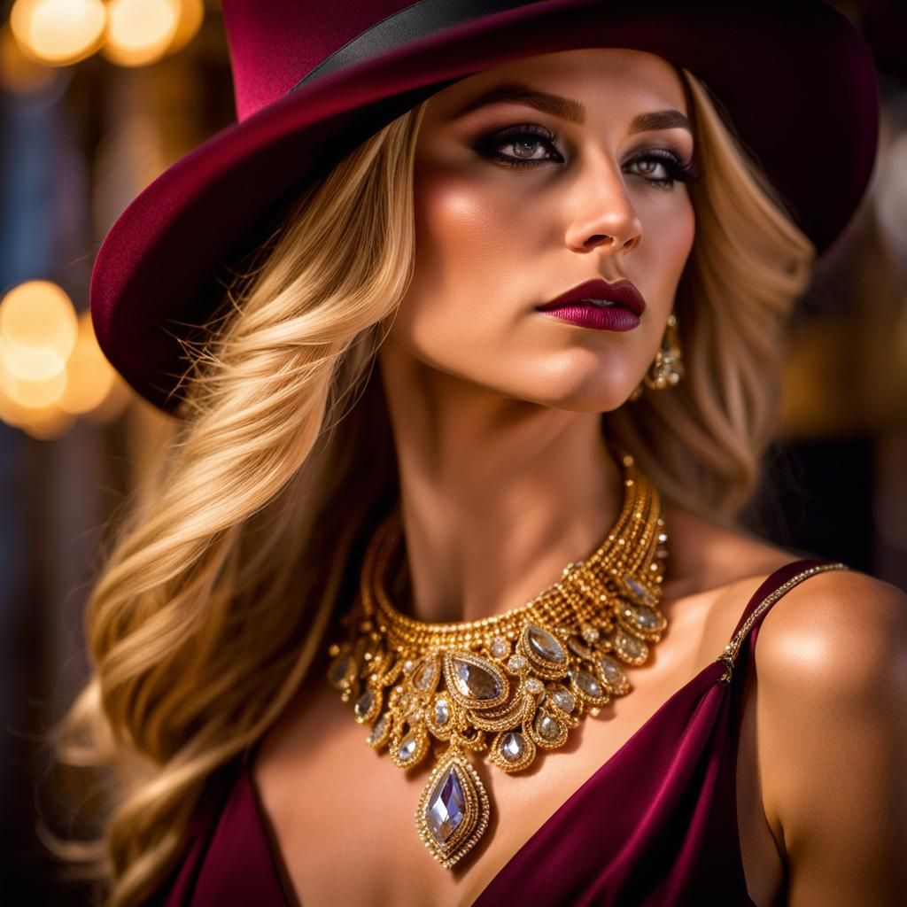 Smokey Woman in Gold Dust with Diamond Necklace