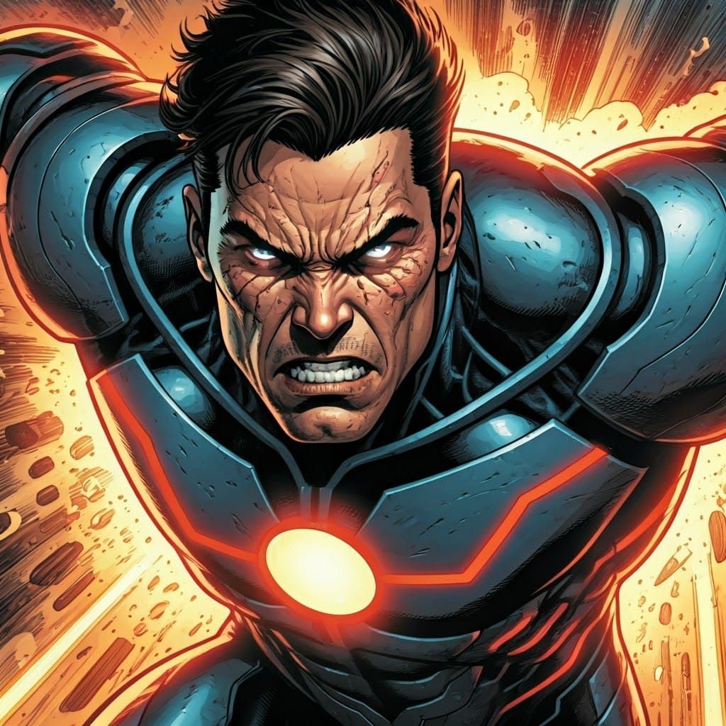 Sleek Comic Book Hero in High-Tech Action