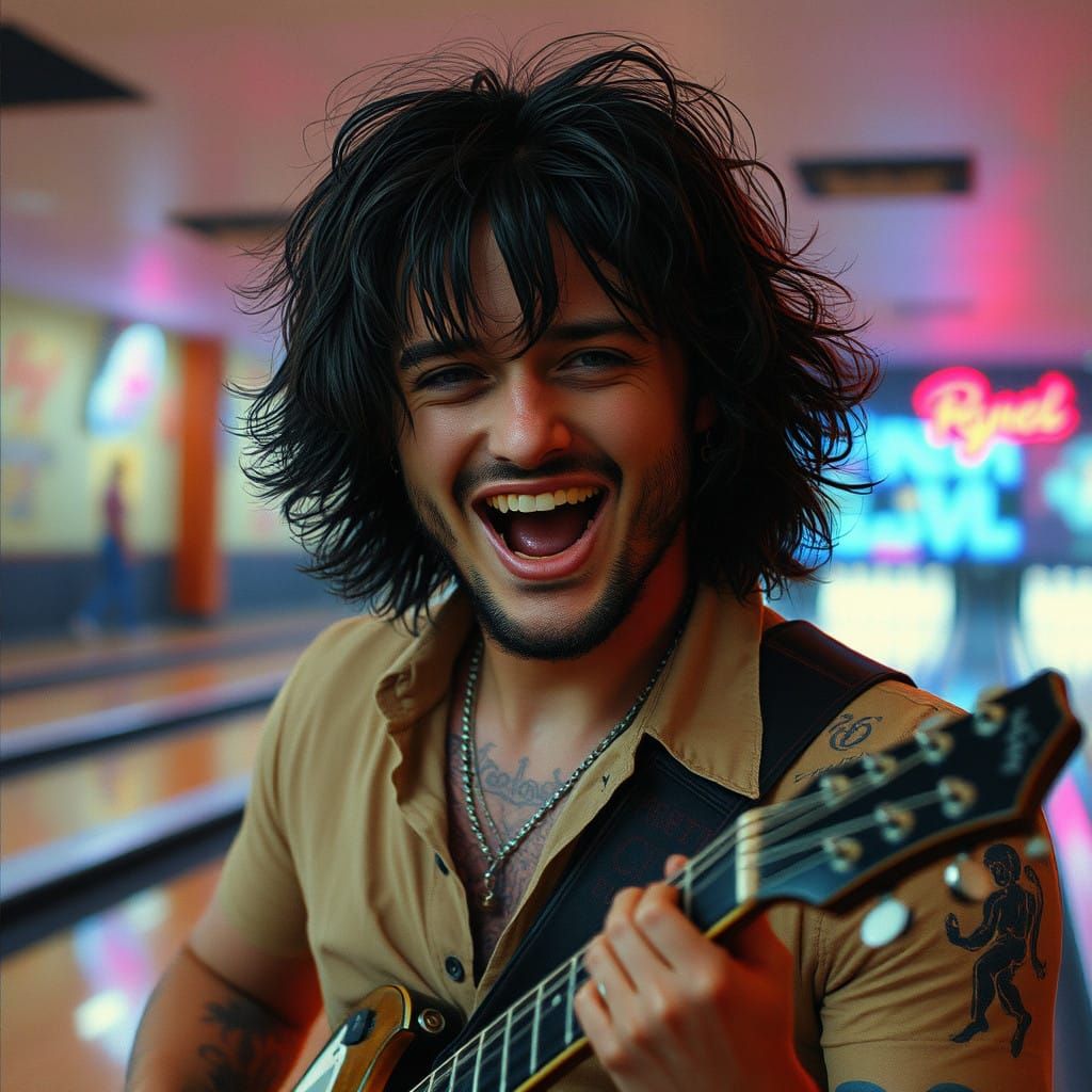 Sweat-Soaked Rocker Enjoys Retro Bowling Alley in Dreamlike....