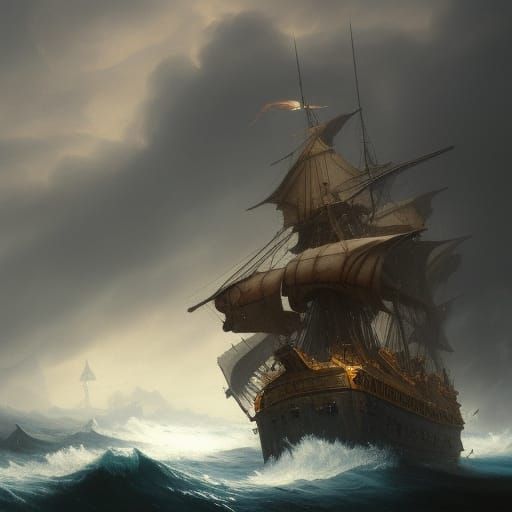 Pirate Ship Battle: Dark Fantasy Concept Art