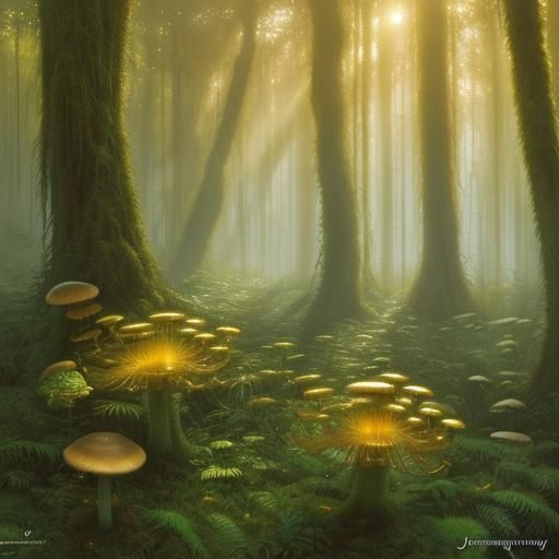 Sunrise Dew-Prism Forest, Oil Painting by Gurney